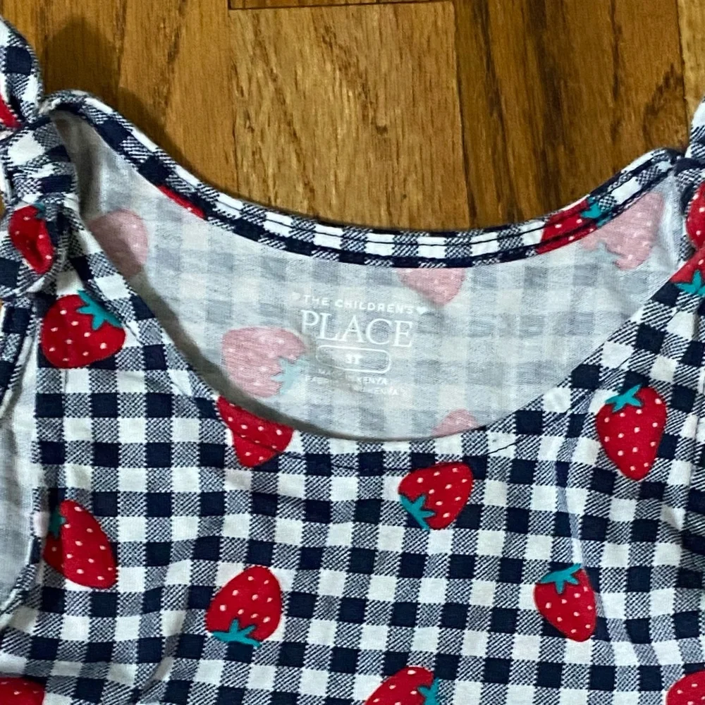 The Children’s Place 3T Toddler Girl Strawberry Gingham Sundress Summer Dress